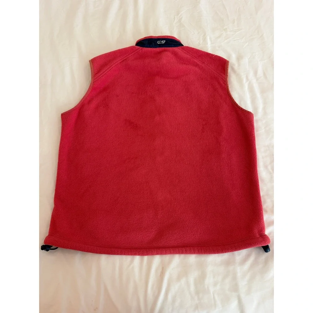 Vineyard Vines Women's Fleece Vest Large Coral Pink Full Zip Logo Pockets